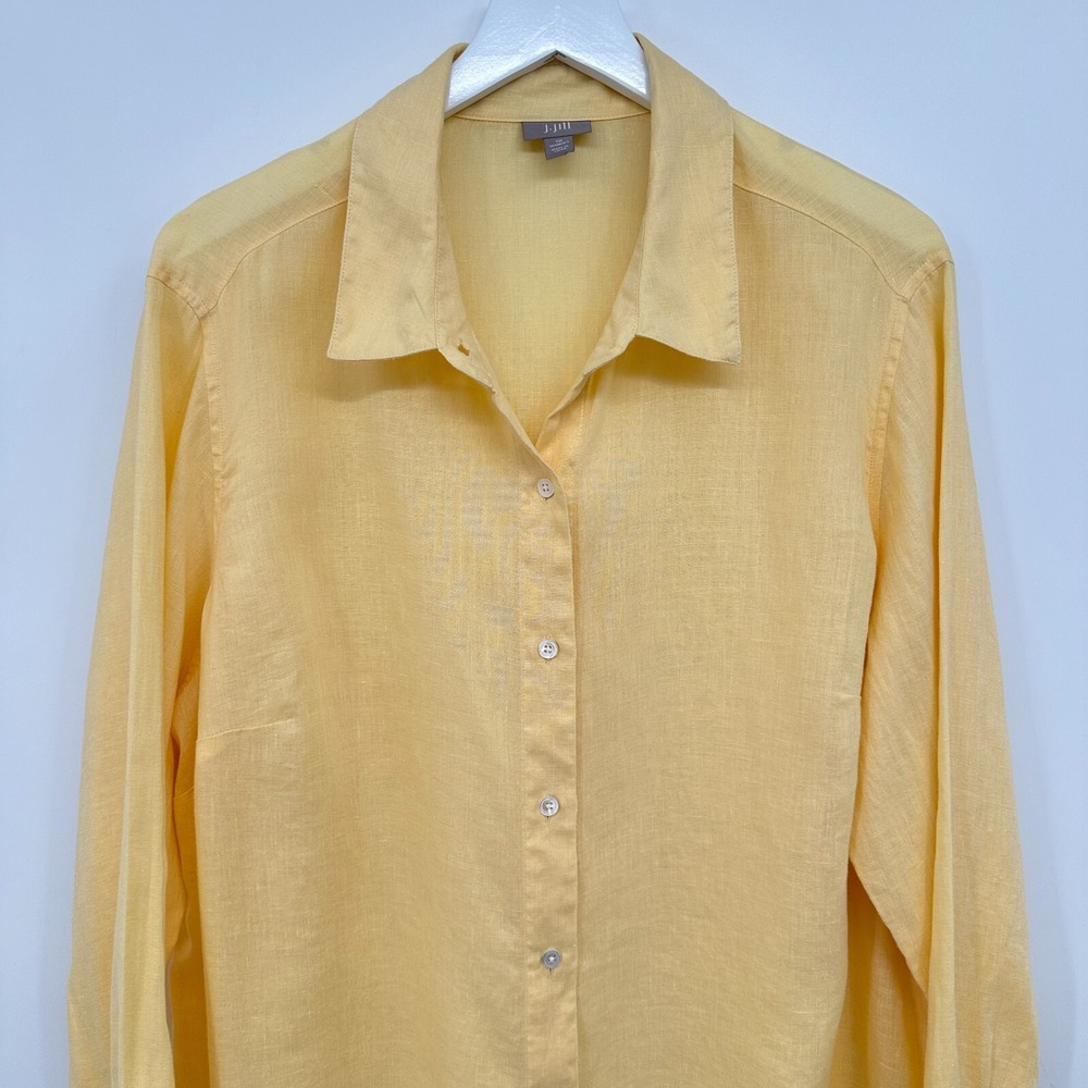 J Jill Tunic Top Shirt‎ 1X Button Up 100% Linen Preppy Coastal Beachy Lagenlook - Picture 3 of 11